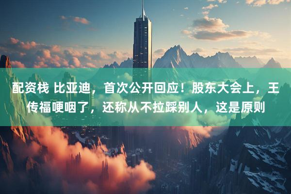 配资栈 比亚迪，首次公开回应！股东大会上，王传福哽咽了，还称从不拉踩别人，这是原则