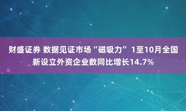 财盛证券 数据见证市场“磁吸力” 1至10月全国新设立外资企业数同比增长14.7%